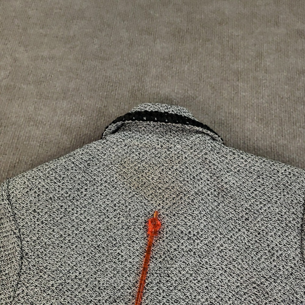 St John Basics Jacket Womens Size 6 Gray‎ Black Buttons Pockets Formal Casual ZZ - Picture 15 of 16